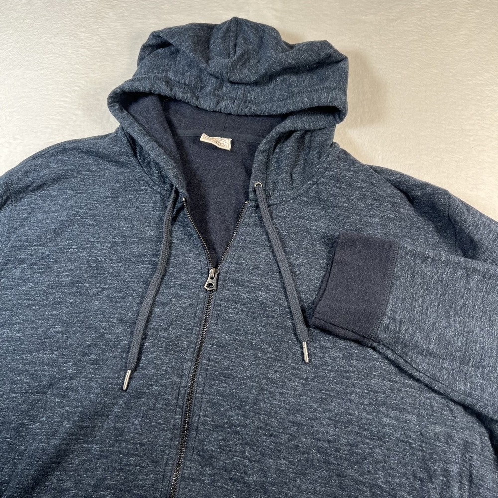 Faherty Hoodie Mens 3XL Blue Double Knit Full Zip Sweatshirt Pockets Casual
